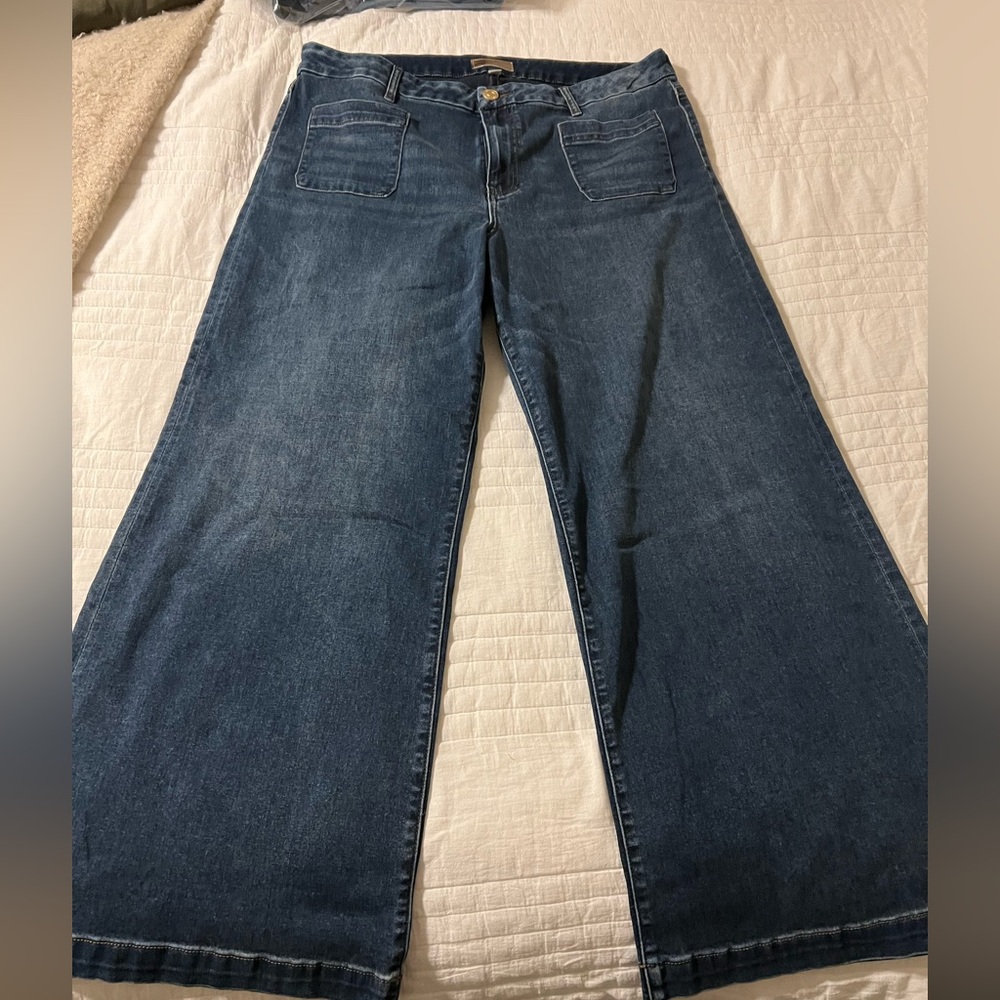 Kut from the Kloth Dark Blue Meg Wide Leg Jeans- Size 18